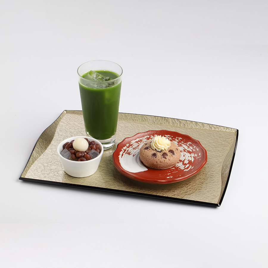 ふくふくふセット:蒸しケーキと寒天、ドリンク付き